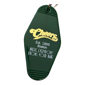 Where everyone knows your name 80s TV bar inspired keytag
