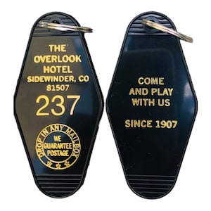 237 Black with Gold print &quot;The Shining&quot; inspired OVERLOOK HOTEL Room 237 KEYCHAIN  - Printed on both sides