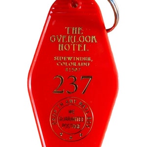 Red with gold printed THE SHINING inspired OVERLOOK '237' Hotel Keytag