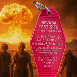 Vintage Atomic Testing Website Neuheit Schlüsselbund - Nukleargeschichte Erinnerungsstücke