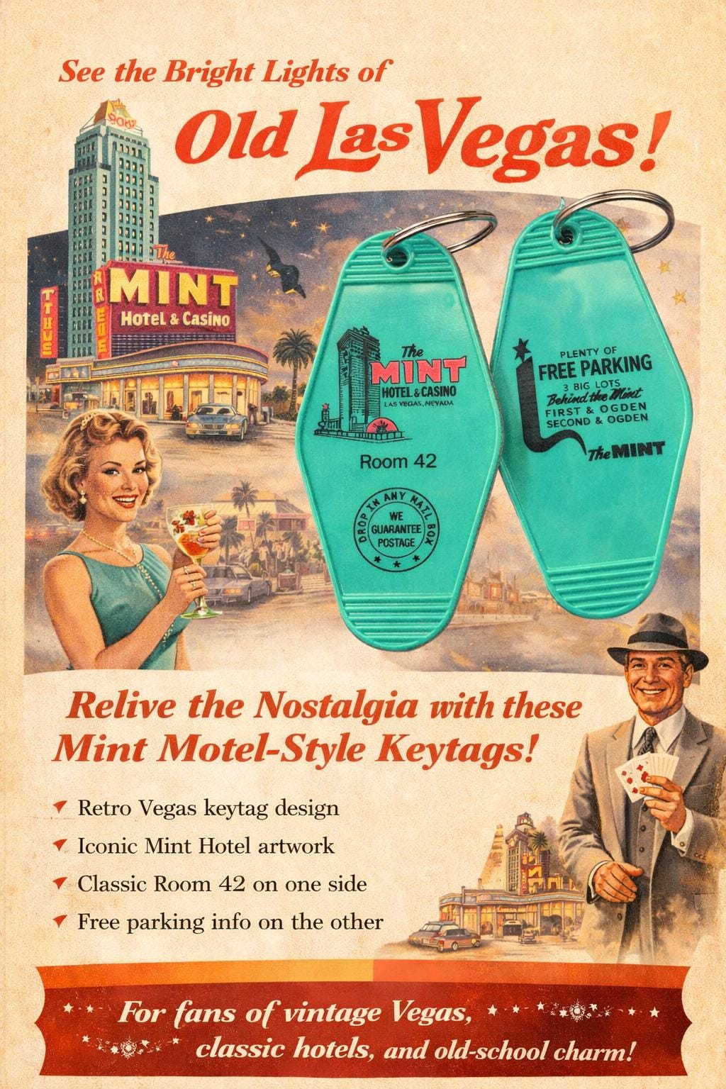 THE MINT 'old Las Vegas' Inspired Keychain - Etsy