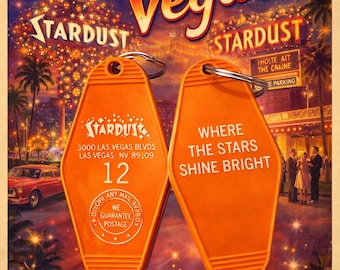 Las Vegas Stardust Vintage inspired keytag