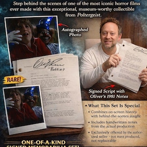 Autographed Oliver Robins Photo & Original Shooting Script – Poltergeist Collectible