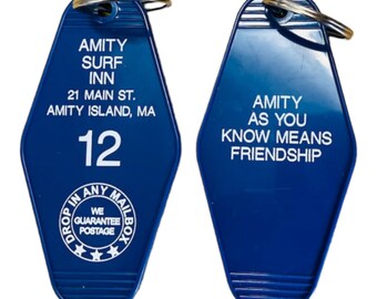 Blue Amity surf in JAWS inspired keytag