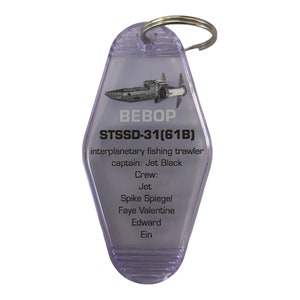Anime Spaceship Keytag on Purple Translucent Keytag: