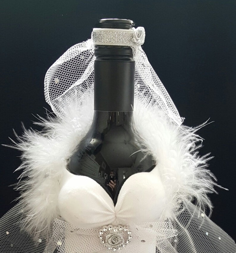 Wine/champagne Bottle Cover for Bride White Wedding Gown With Etsy