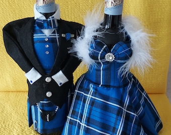 Funda para botella de vino, champán, esmoquin o falda escocesa; regalo para bodas, compromisos, aniversarios, cumpleaños, Día del Padre, etc.
