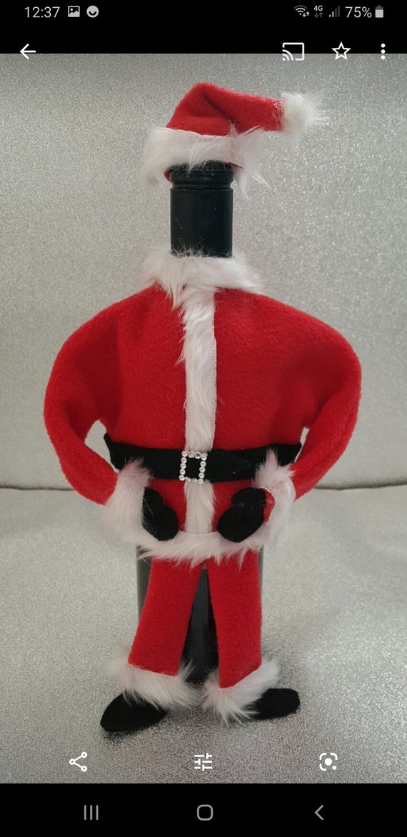 Weihnachten Weinflaschen Abdeckung – 2 Stück, Leinen, Mit Pompom & Karomuster, Deko Für Weinflaschen