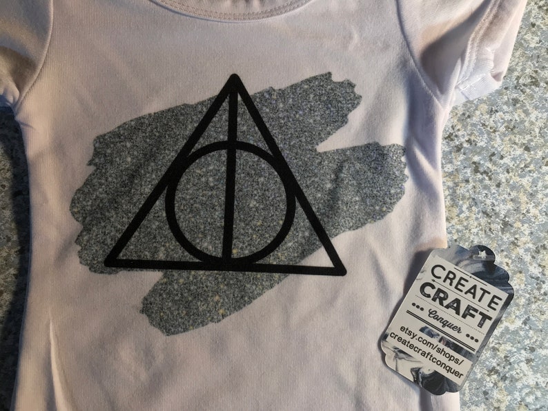 Bodysuit and HP fabric skirt set Free headband bow Silver 3-6 Deathly Hallows Harry Potter baby girl outfit Free Shipping Hogwarts