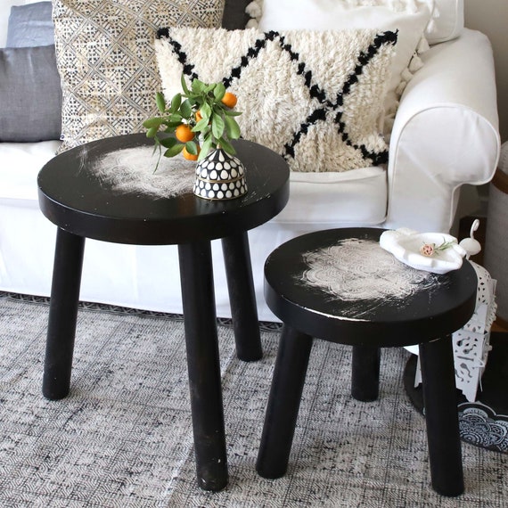 Moroccan Side Table In Wood Vintage Style Coffee Table With Mandala In 2 Sizes Top Quality