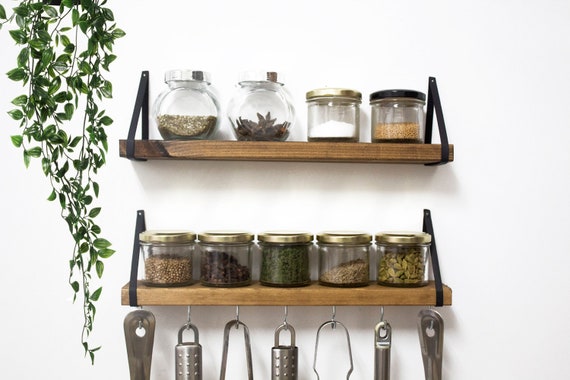 Wood Spice Rack Wooden Spice Shelf Spice Jars Kitchen Shelves | Etsy