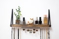 Wall Necklace Wood Holder With Shelf / Earrings Holder / Jewelry Storage / Solid Wood Shelf with Metal Hooks / Jewelry Organizer
