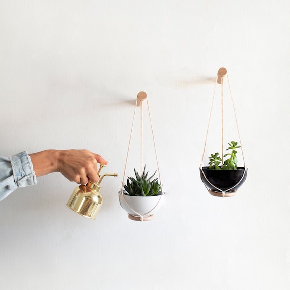 Two Mini Succulent Planters Small Wall Planter Wall Plant Etsy