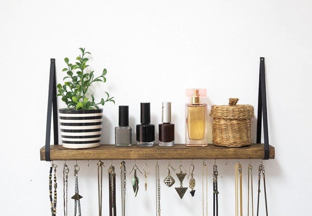 Jewelry Organizer Wall Hanging Shelf, Necklace Holder With Shelf