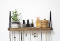 Jewelry Organizer Wall Hanging Shelf, Necklace Holder With Shelf, Jewelry Hanger For Wall, Solid Wooden Shelf with Metal Hooks