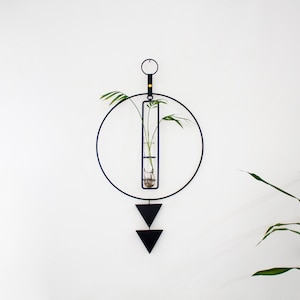 Hydroponic Plant Holder Black Metal, Hydroponic Plant Glass, Propagation Station Wall Hanging, Propagation Tube Wall, Propagating Plants