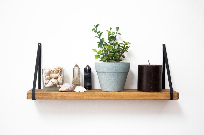 Floating Shelf Hanging Strap Wall Shelves Plants Hanger Black Eco Friendly Straps For Living Room Decor
