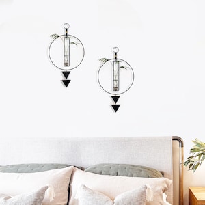 Colgador de plantas de pared hidropónico, estación de propagación colgante de pared, colgador de plantas de interior, decoración de metal boho, soporte hidropónico