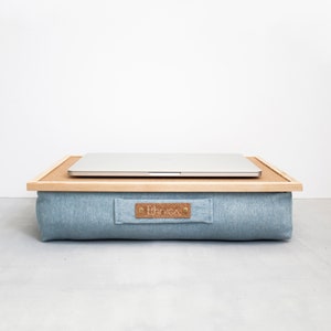 Mesa para computadora portátil para cama, escritorio acolchado para regazo, bandeja para computadora portátil con almohada, bandeja de madera para regazo, escritorio acolchado para computadora portátil, bandeja para mesa de cama, escritorio para computadora