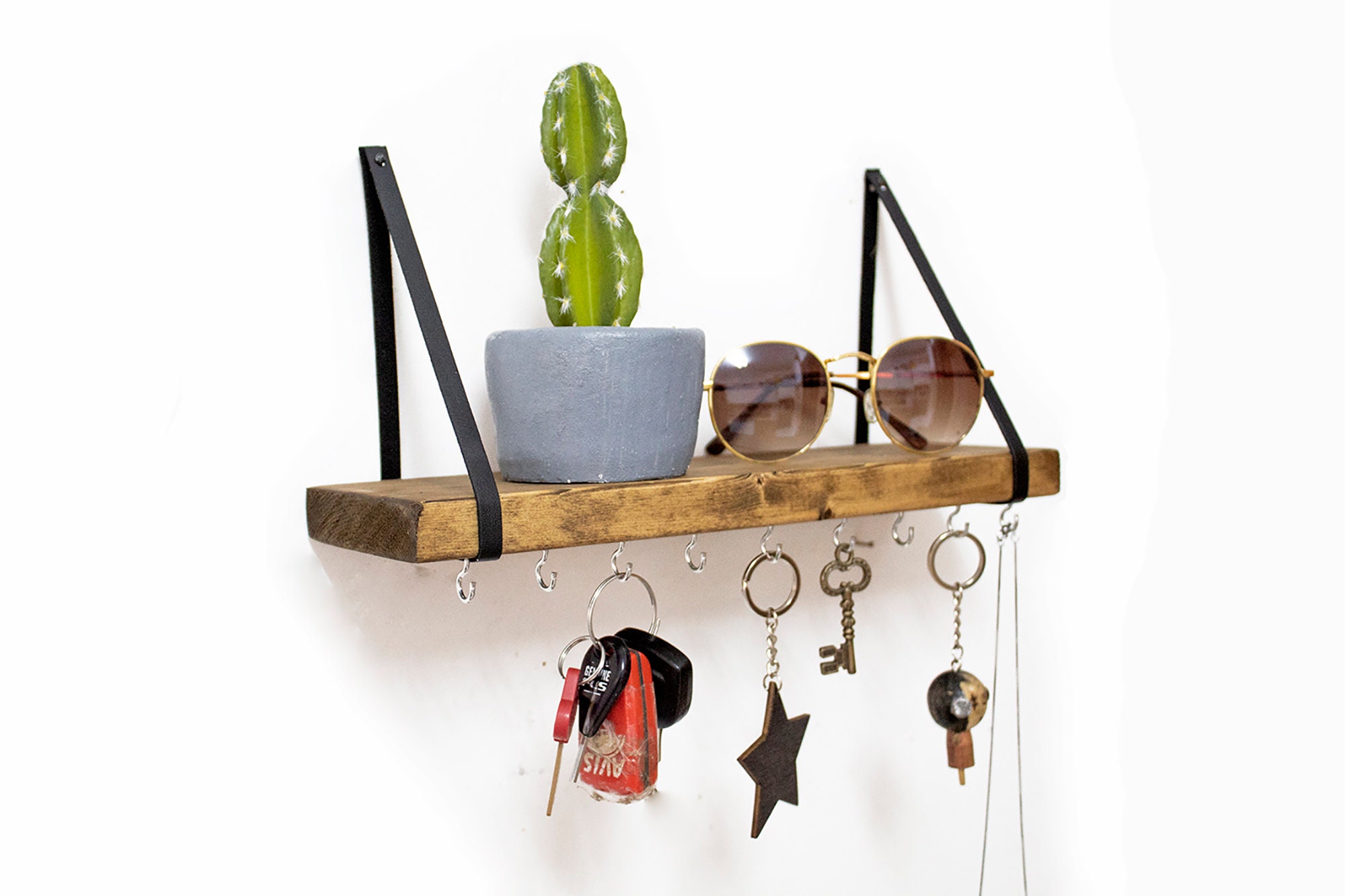 Floating Shelf Key Holder for Wall Wooden Key Storage Key Hook Etsy