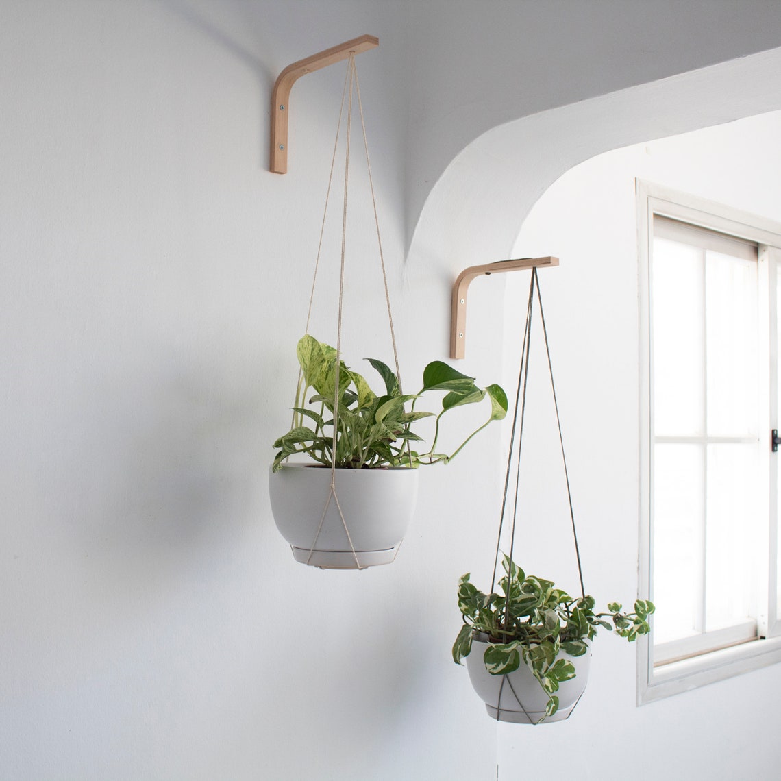 Two Wall Plant Hanger Wall Hook for Plants Wooden Plant Etsy