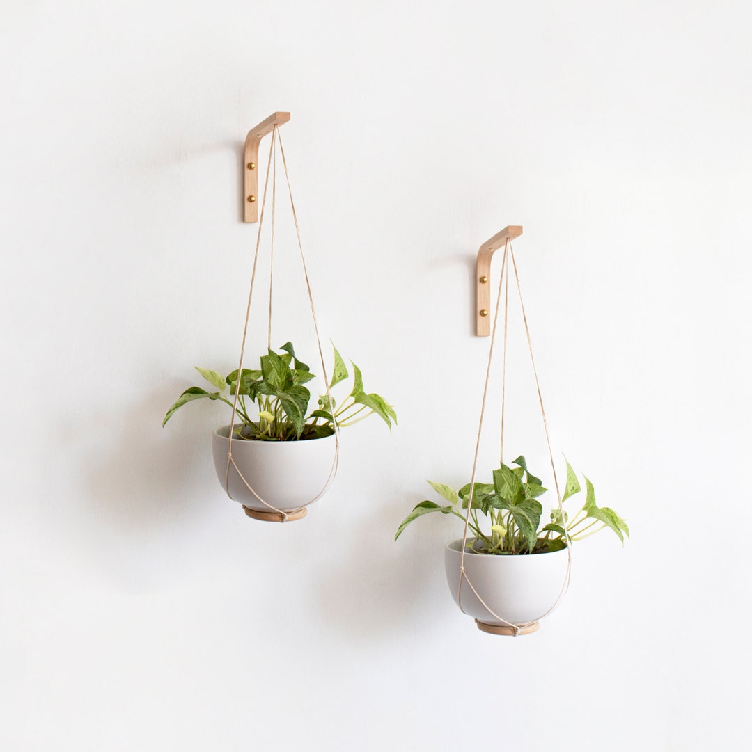 Two Wall Plant Hangers Wall Hooks for Hanging Plants Wooden Plant Hanger Plant Holder Wall Wall Hook for Planter Etsy