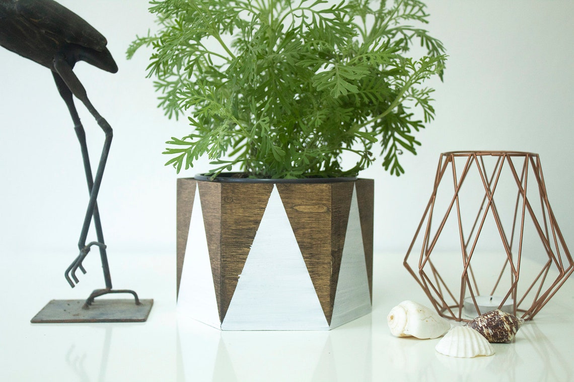 Geometric Hexagon Planter Wooden Hexagon Planter Succulent Etsy
