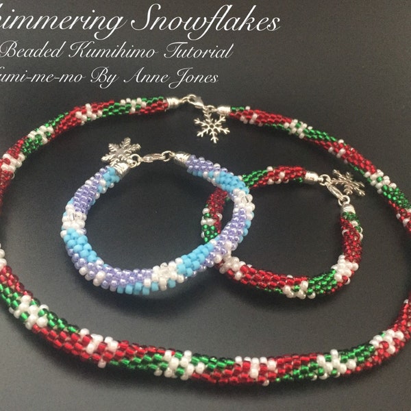 Shimmering Snowflakes Bracelet and Necklace - A Beaded Kumihimo Tutorial