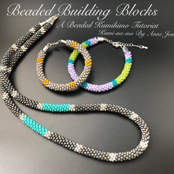 Beaded Building Blocks Bracelet and Necklace Beaded Kumihimo Tutorial