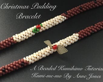 Christmas Pudding Bracelet - A Beaded Kumihimo Tutorial