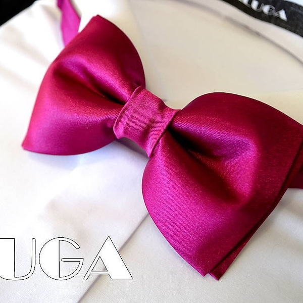 Satin wedding bow tie dark fuchsia