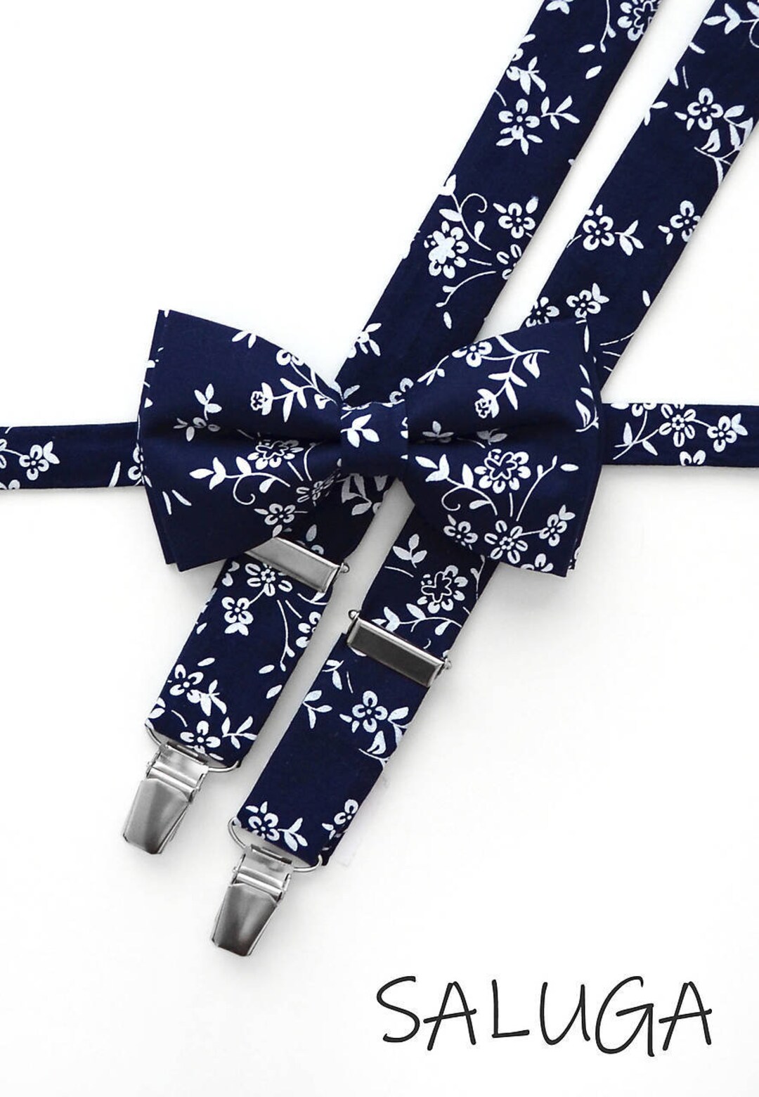 Men's Bow Tie and Suspenders Blue Floral Etsy