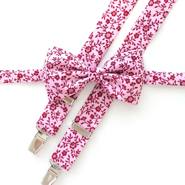 burgundy suspenders and tie