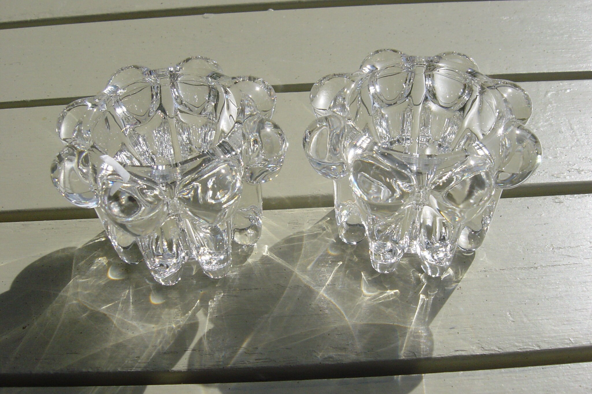 A Pair of Reims,france Glass Candle Holders Etsy UK