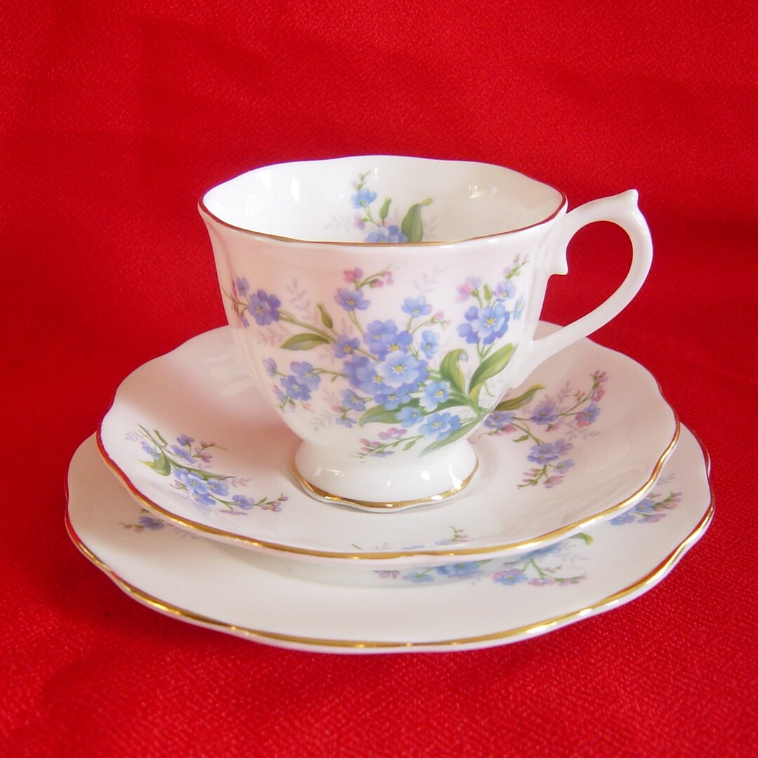 Rare Royal Albert Fine Bone China Trio in the Me Not Pattern