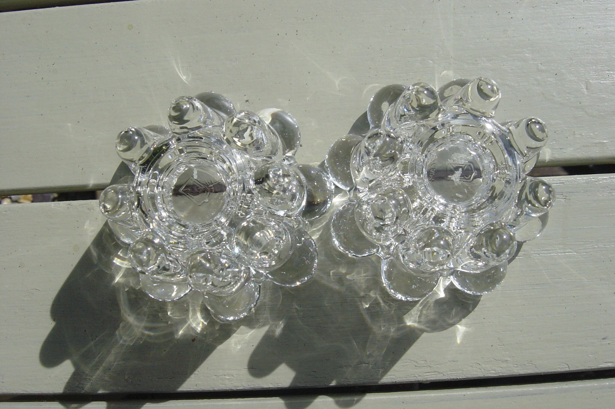 A Pair of Reims,france Glass Candle Holders Etsy UK