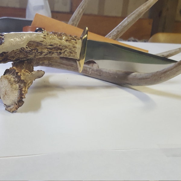 Handmade deer Antler Knife 7 3/4 inch blade with sheat