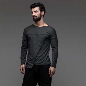 Grey Long Sleeve Shirt Men Post Apocalyptic Mens Sweater - Etsy