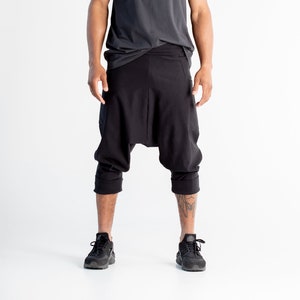Black Harem Men Capri Shorts Drop Crotch Boho Aladdin Pants - Etsy