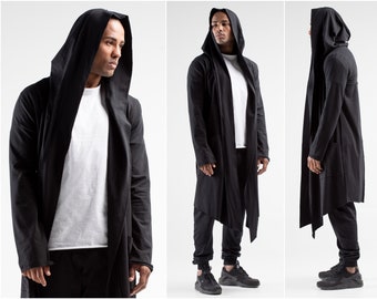 Apocalyptic Clothing , Sci Fi Unisex Coat , Oversize Hoodie Jacket Black Cloak Urban Streetwear hooded Coat Cosplay Coat A0108