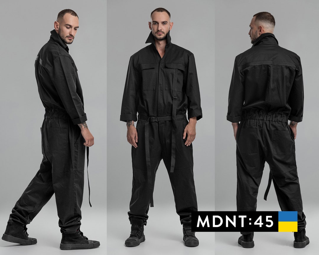 Men Workwear Overall Mechanic Jumpsuit One Piece Long Sleeve Etsy