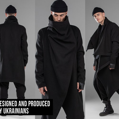 mens black long hoodie