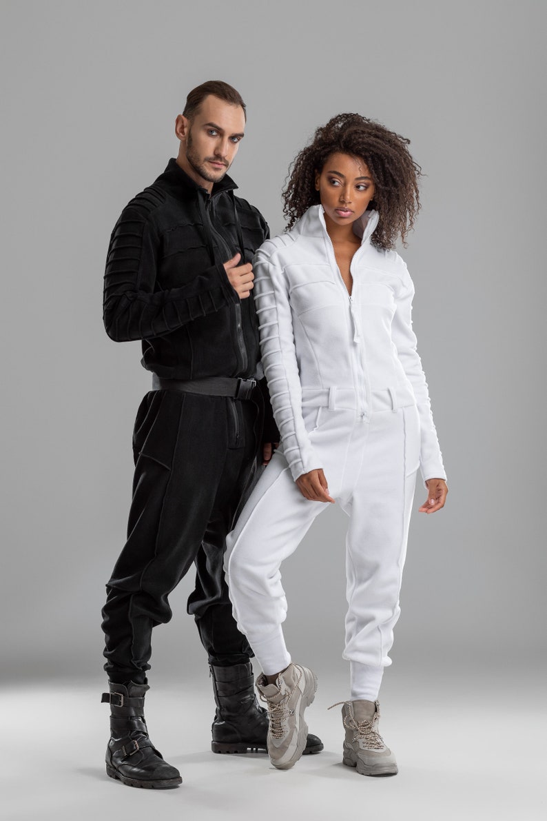 Women white jumpsuit mechanic pilot overalls futuristic Etsy
