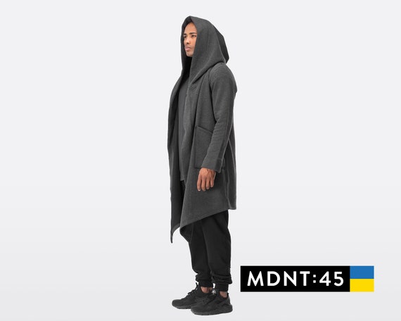 Oversized Hooded Coat, Assassin Clothing Style, Cyberpunk Long Cardigan,  Poncho Cloak, Sith Style Robe Mantle, A0009 