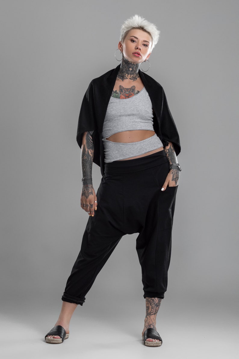 A0295 gothic crop top Oversized bomber jacket cyberpunk rock clothing women cape coat black bolero shrug loose cardigan