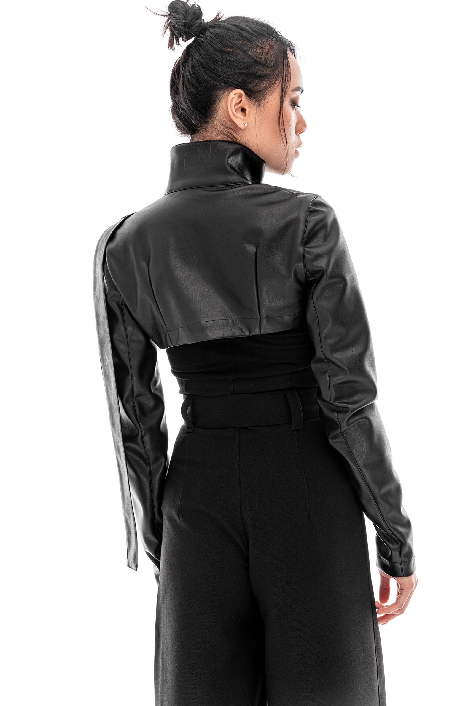 Eco Leather Bolero Jacket for Women Black Faux Leather Shrug Etsy