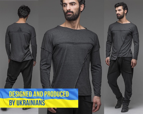 Grey Long Sleeve Shirt Men Post 