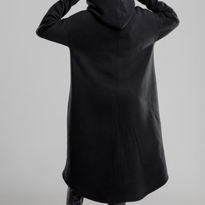 Black Gothic Dress With Oversized Hood Futuristic Midi Dress - Etsy