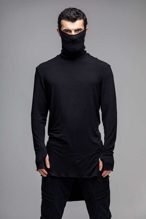 Men Turtleneck Sweater Long Sleeve Rave Shirt Thumbhole - Etsy UK