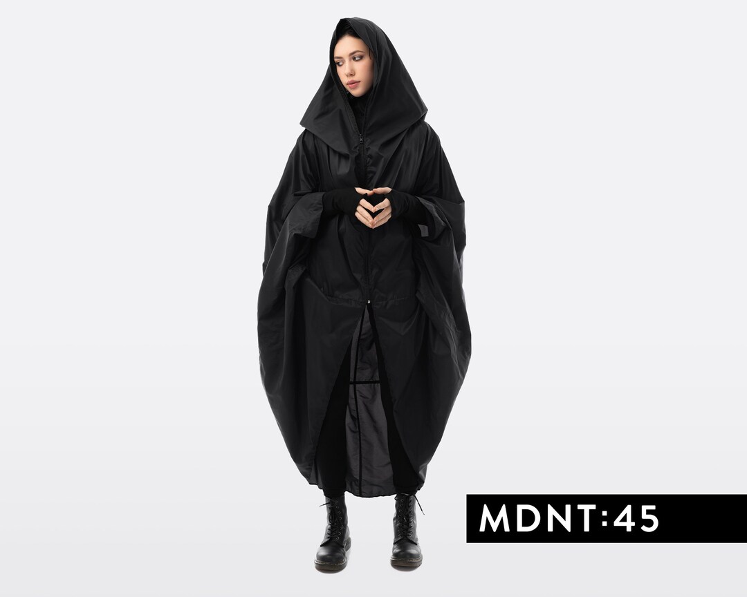 Hooded Windbreaker Tent Jacket, Women Oversized Cloak With Vest
